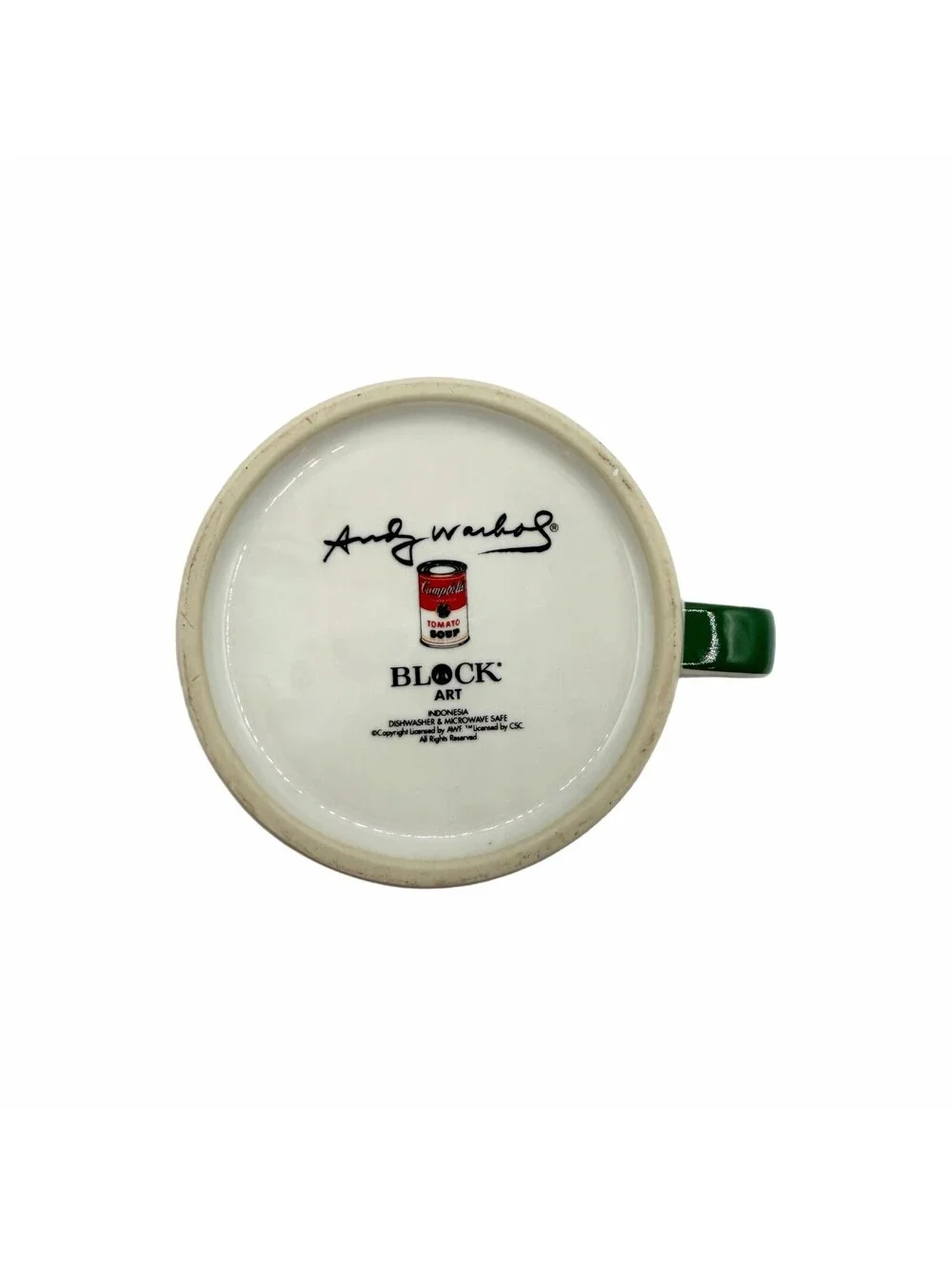 Block Art Andy Warhol Signature Edition Green Tomato Rice Soup Can Coffee Mug